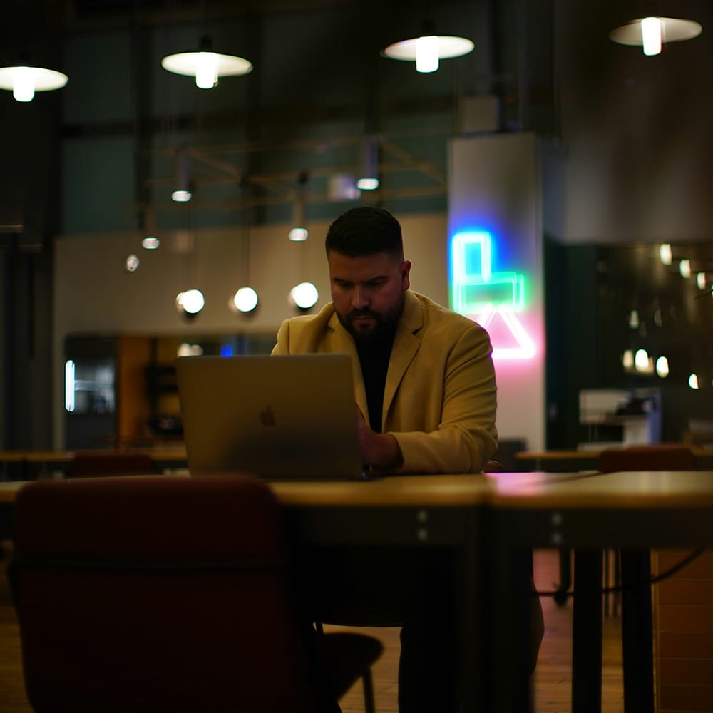 man working on a laptop